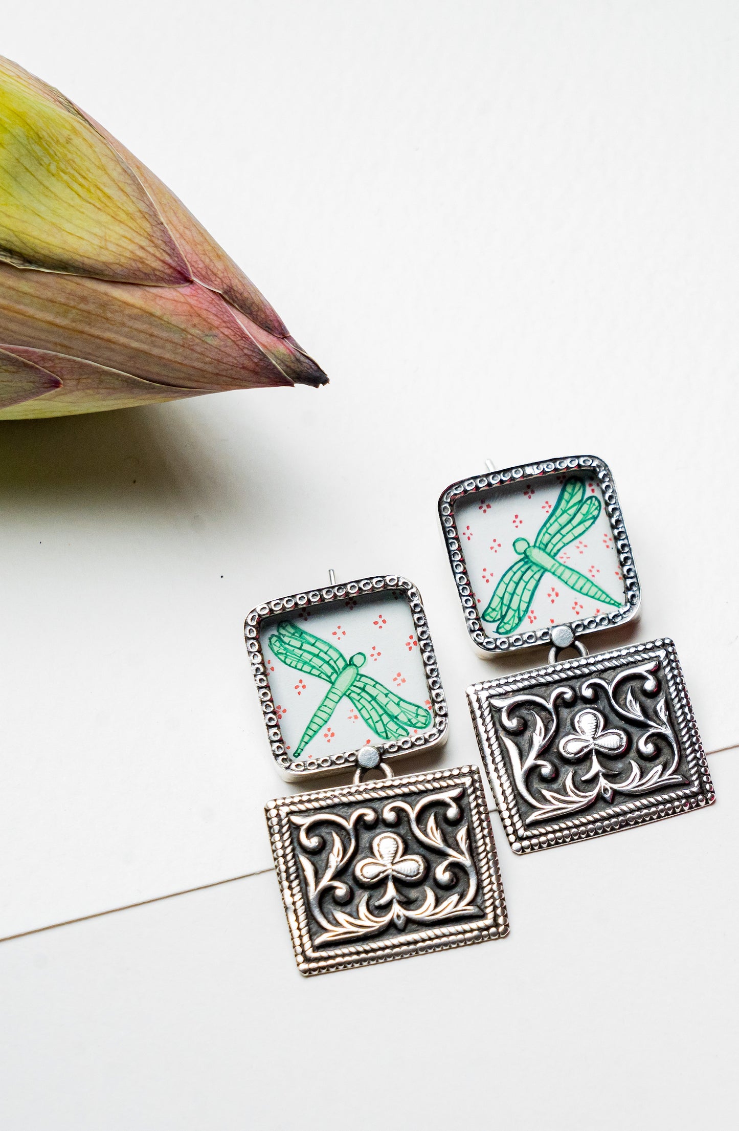 Dragonfly Squares - 925 Silver