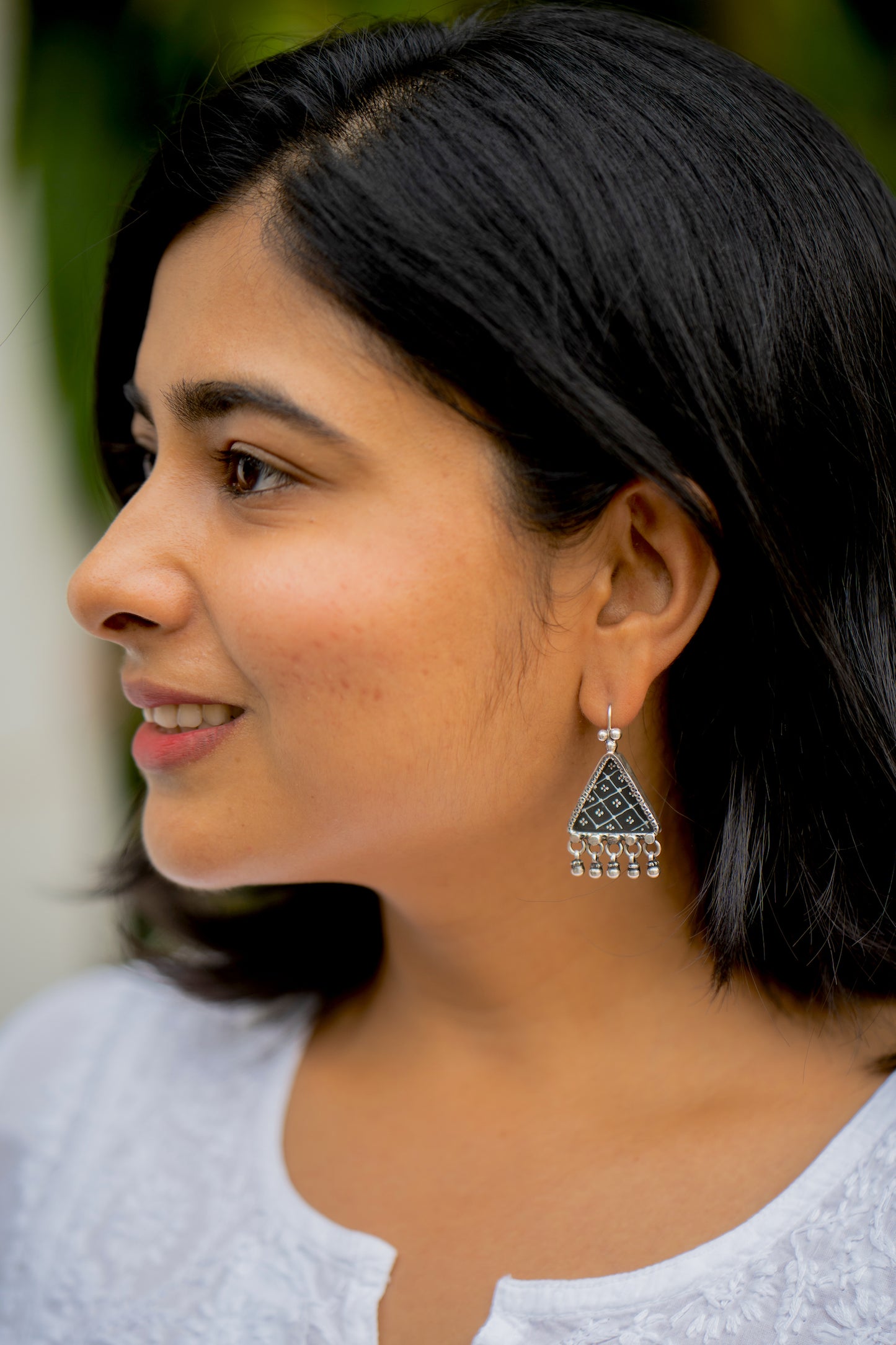 Jali Triangle Earring - 925 Silver