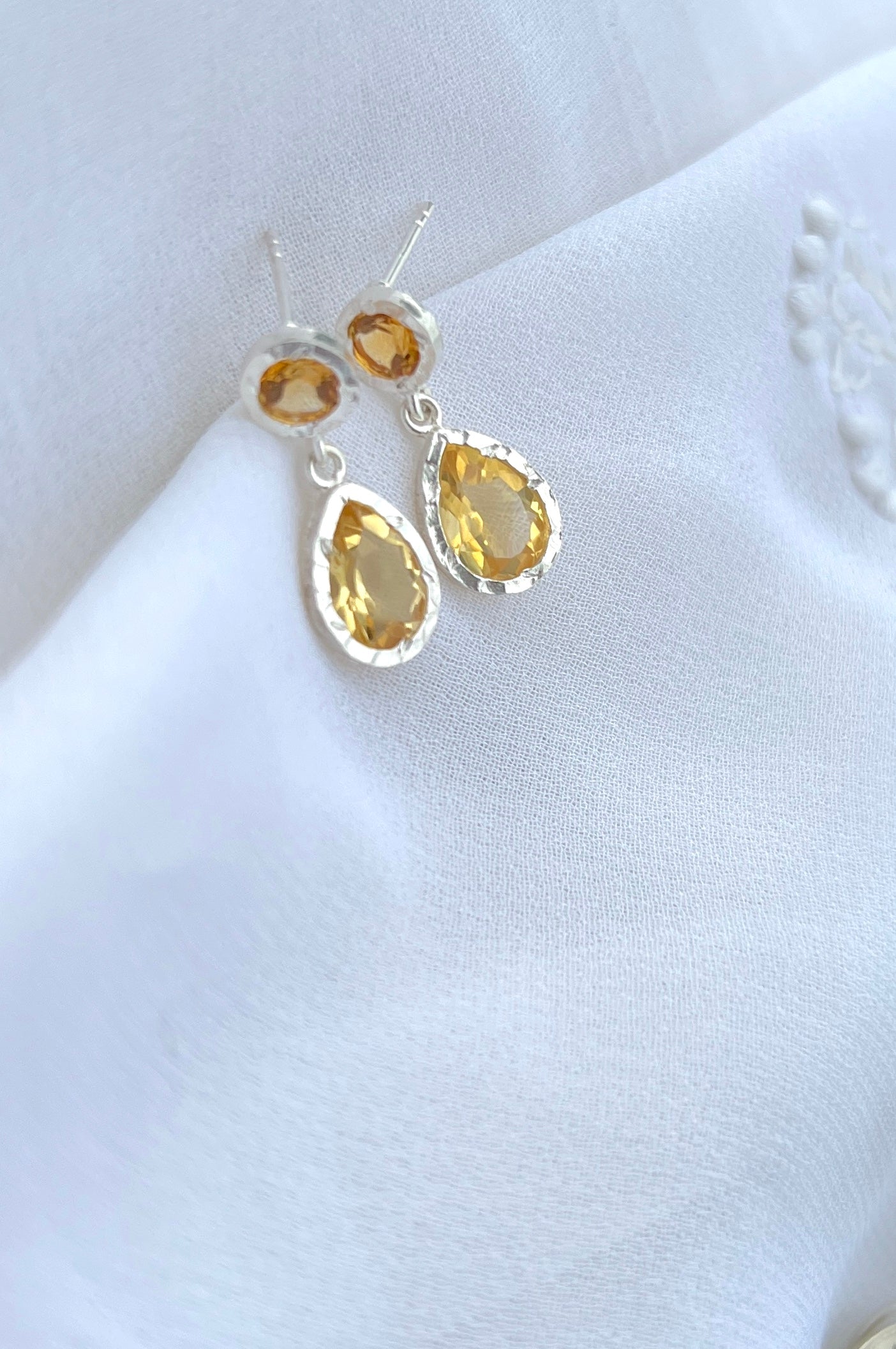 Tiny citrine Drops - 925 silver