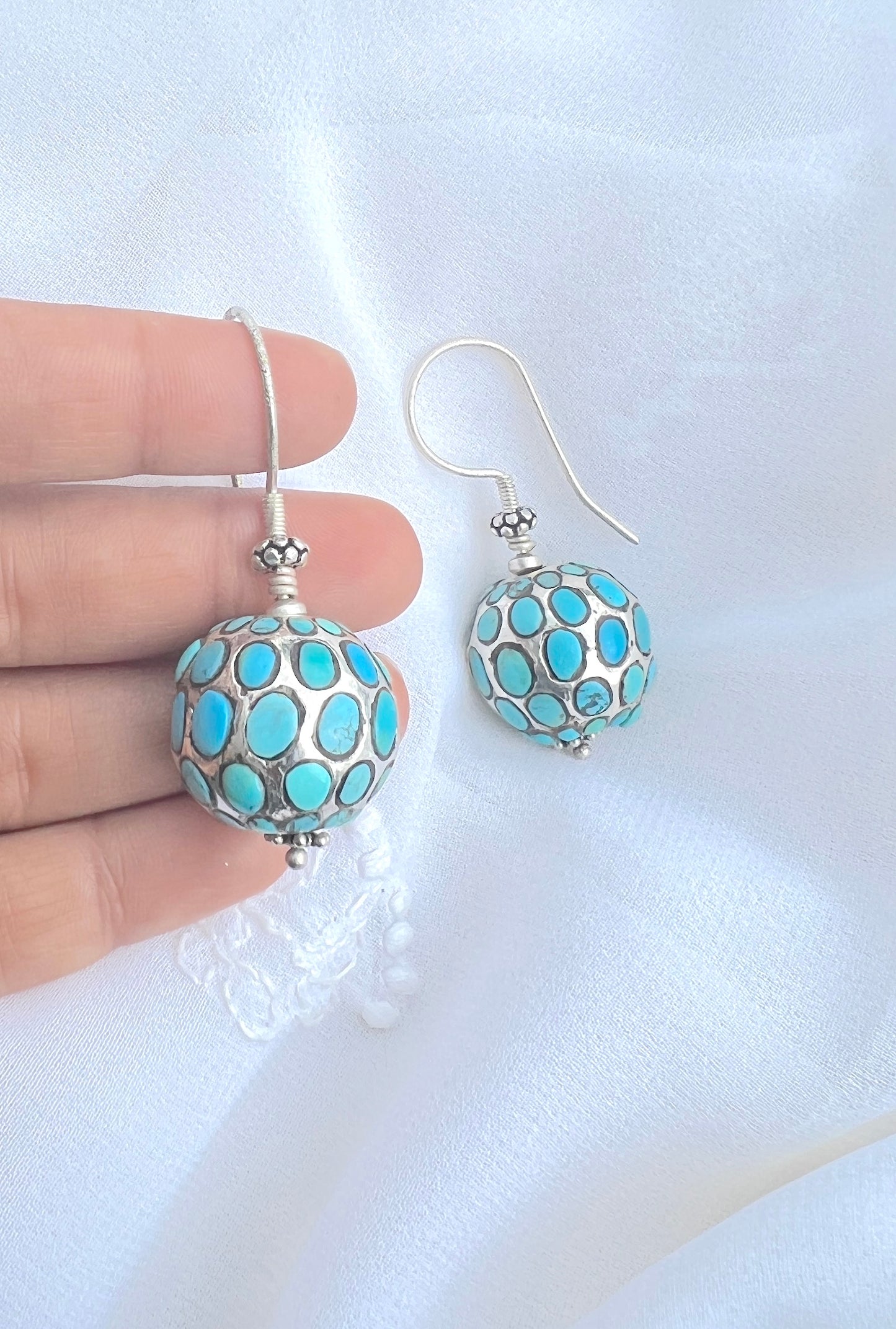 Turquoise Ball Drop - 925 Silver
