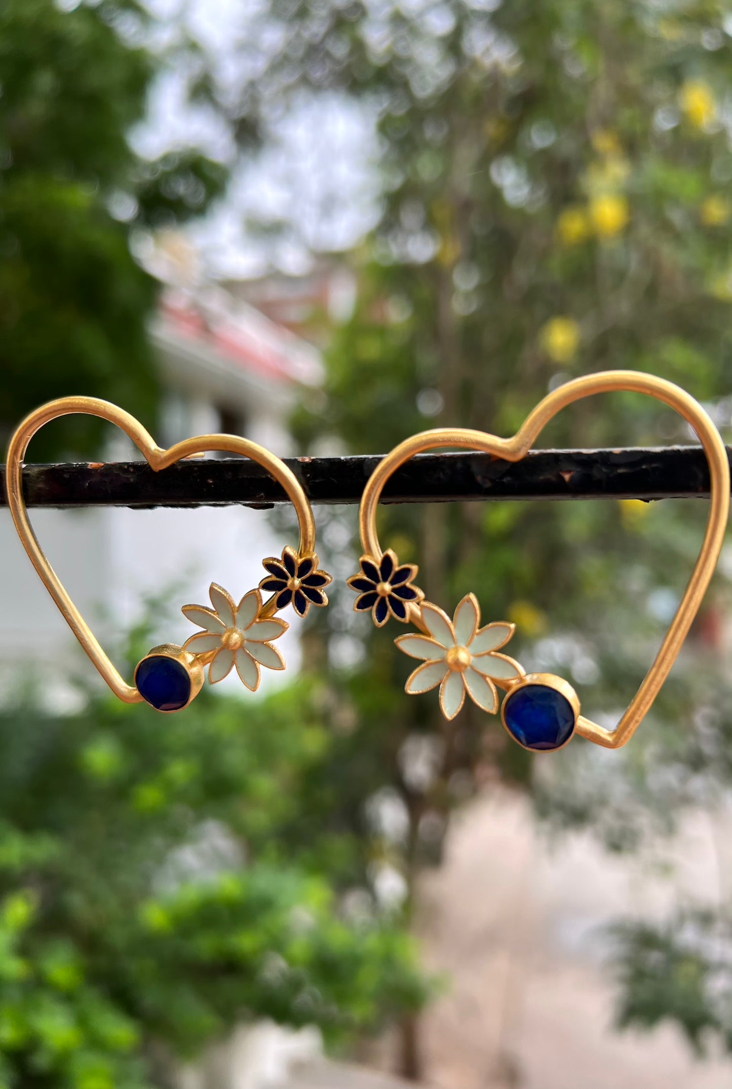 Heart Studs - Jade and Enamel