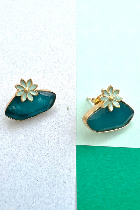 Teal Jade Studs