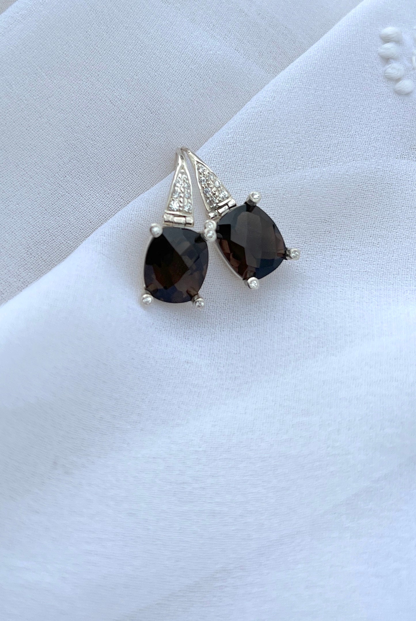Smoky Quartz with zirconias - 925 silver