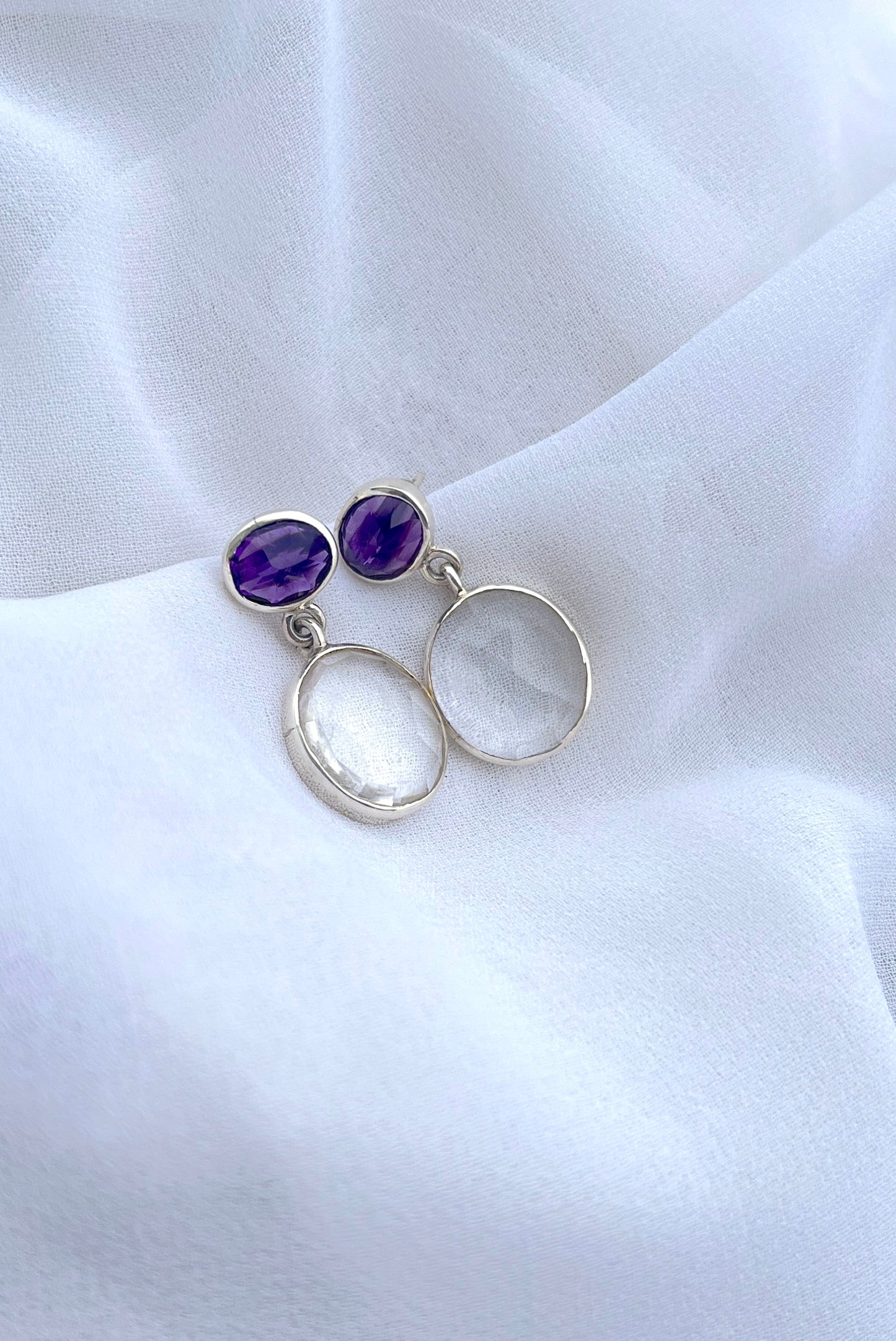 Amethyst and Crystal Drops - 925 Silver