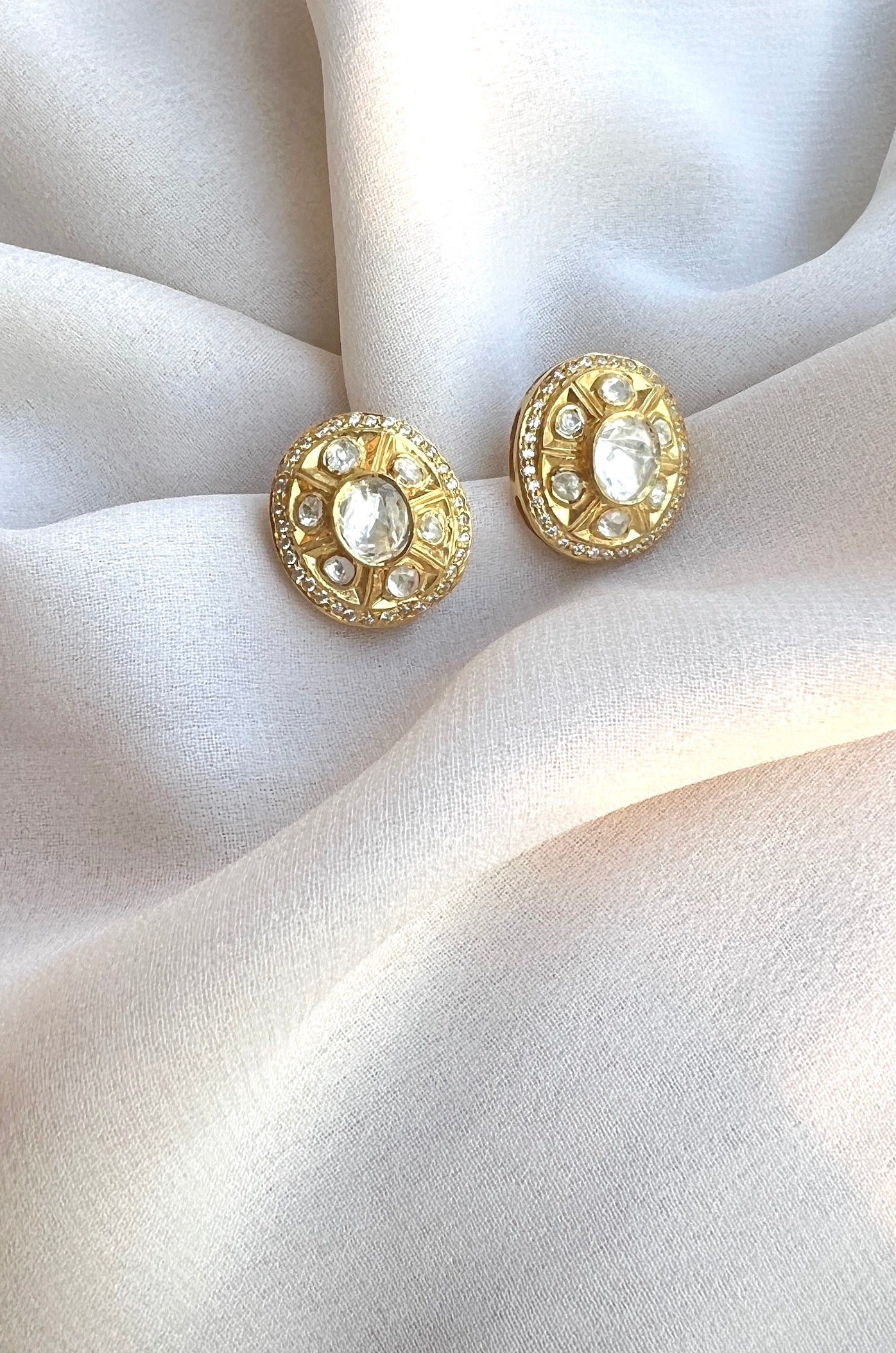 Oval Polki Studs