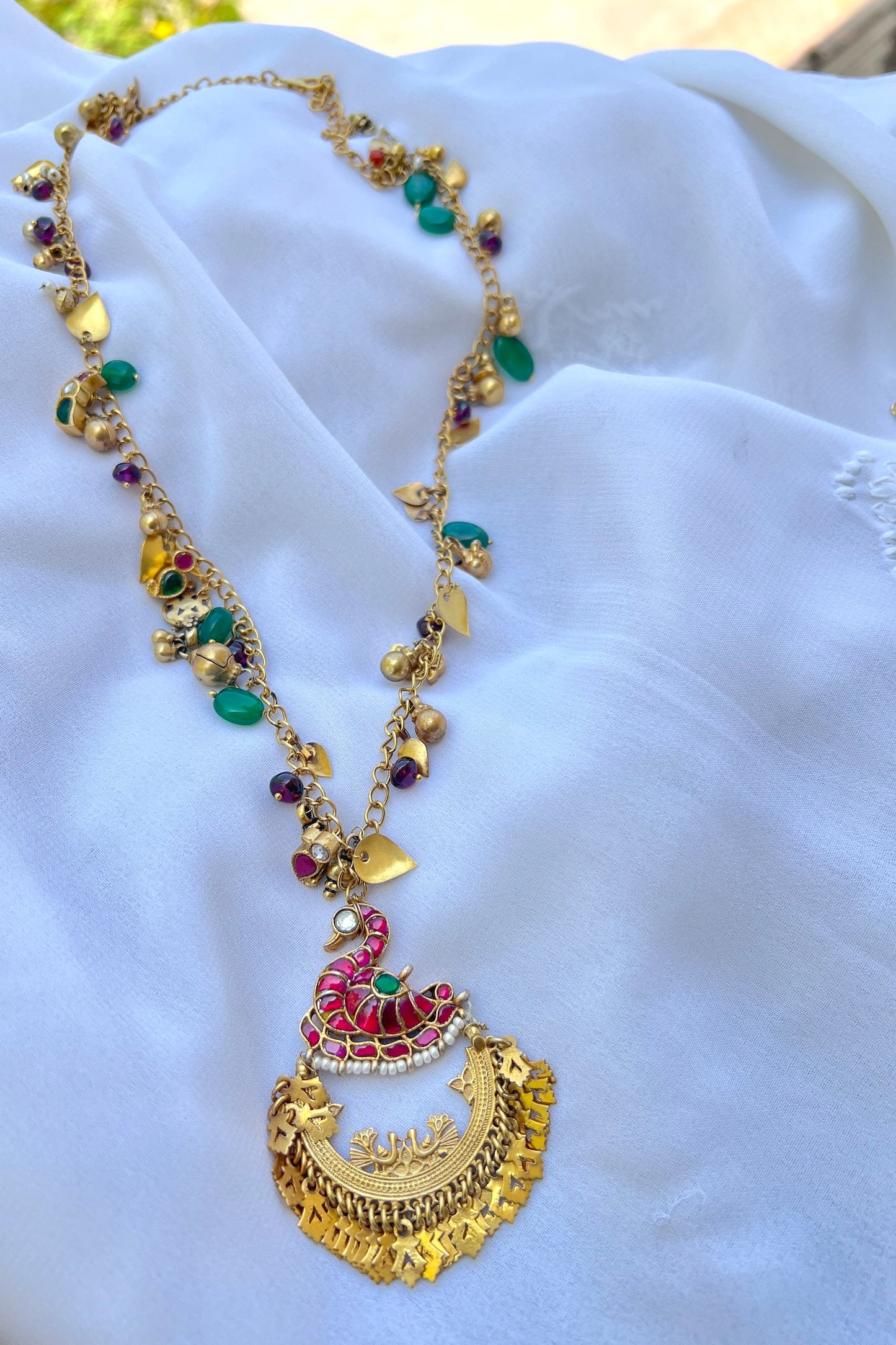 Charm Necklace -Peacock Tassels