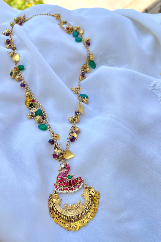 Charm Necklace -Peacock Tassels