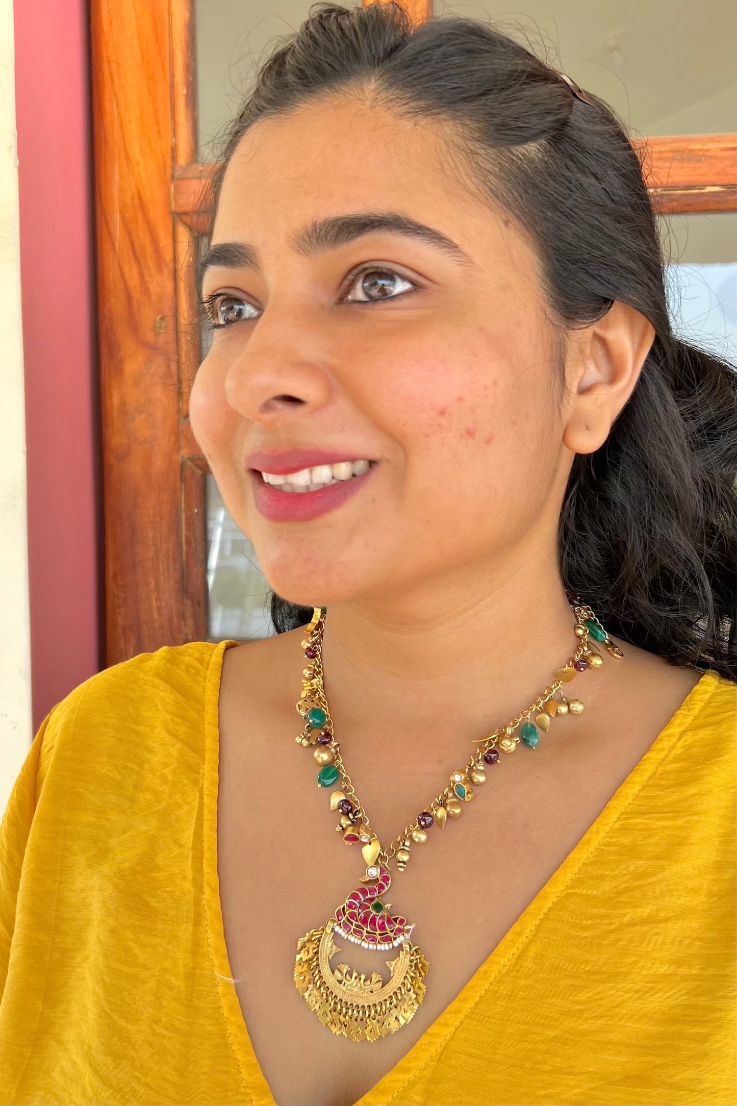 Charm Necklace -Peacock Tassels
