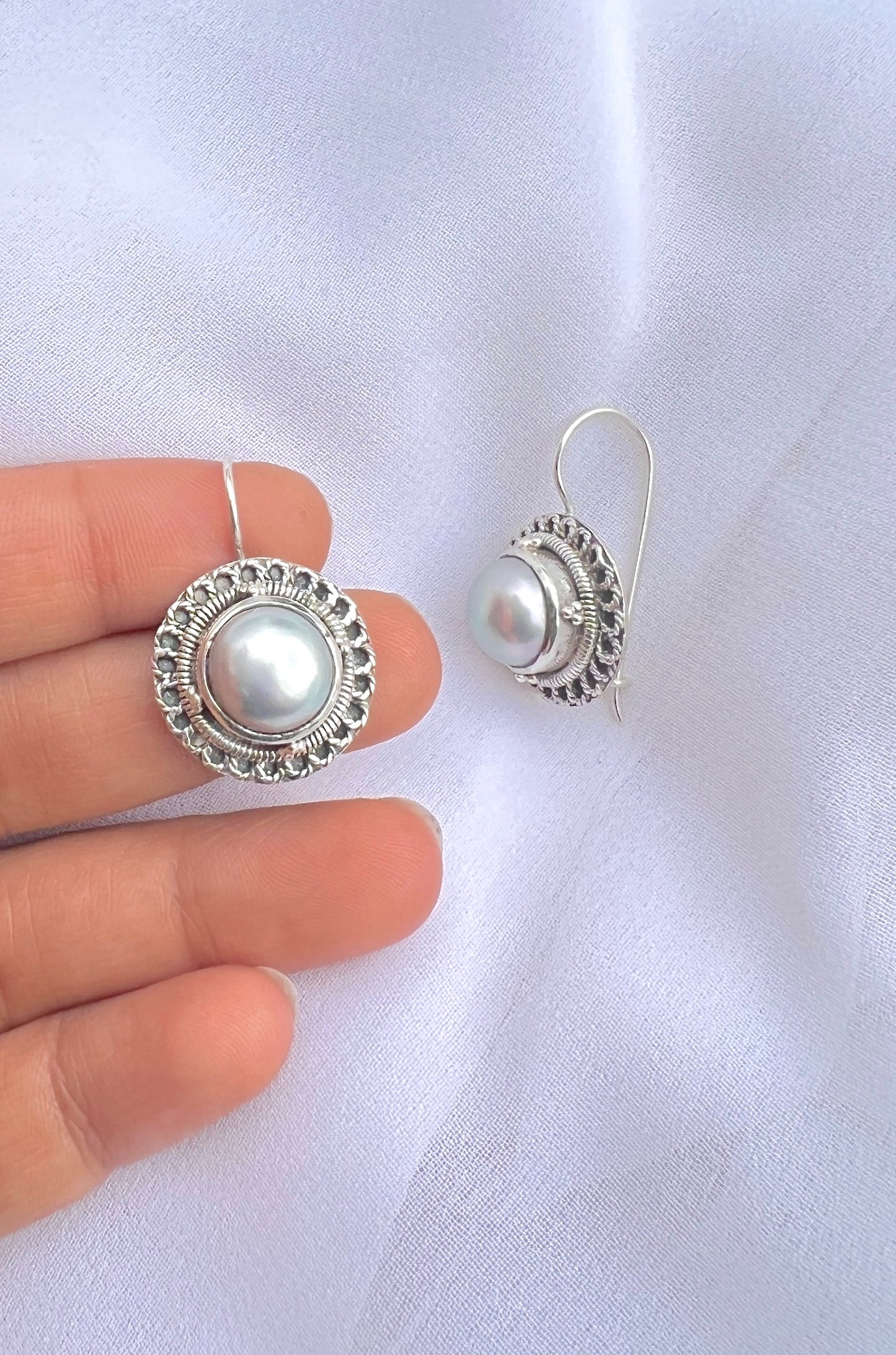 Grey Pearl Drop - 925 Silver