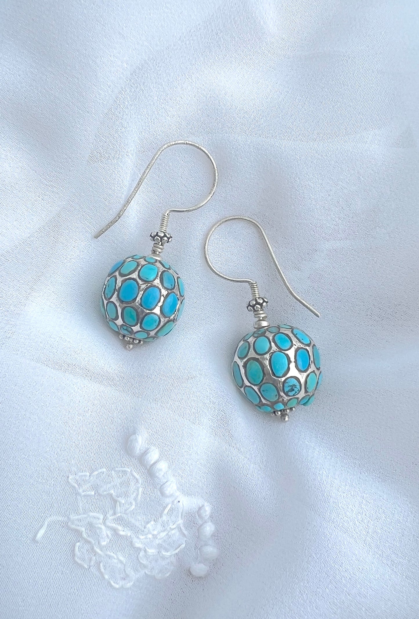 Turquoise Ball Drop - 925 Silver