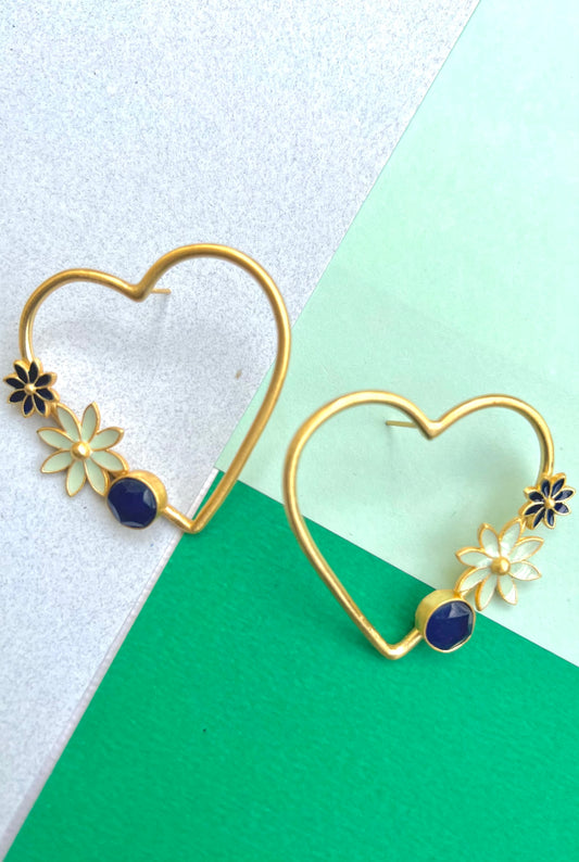 Heart Studs - Jade and Enamel