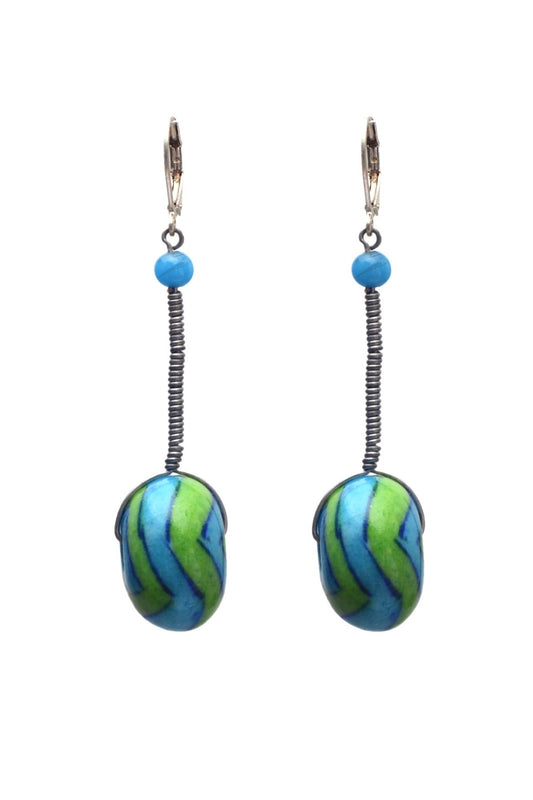 Blue Pottery Earring